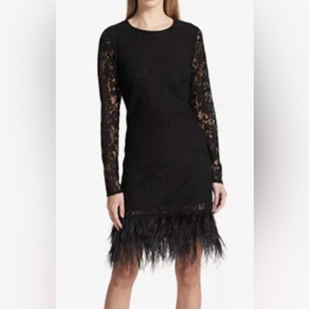 DKNY lace feather dress